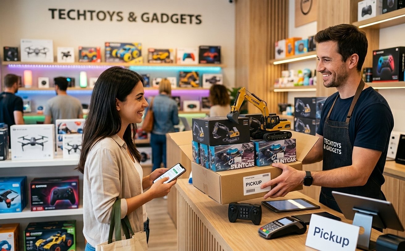 Entrega de un pedido en el mostrador de la tienda