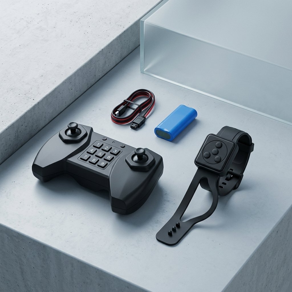Mando, pulsera de gestos, batería y cable incluidos